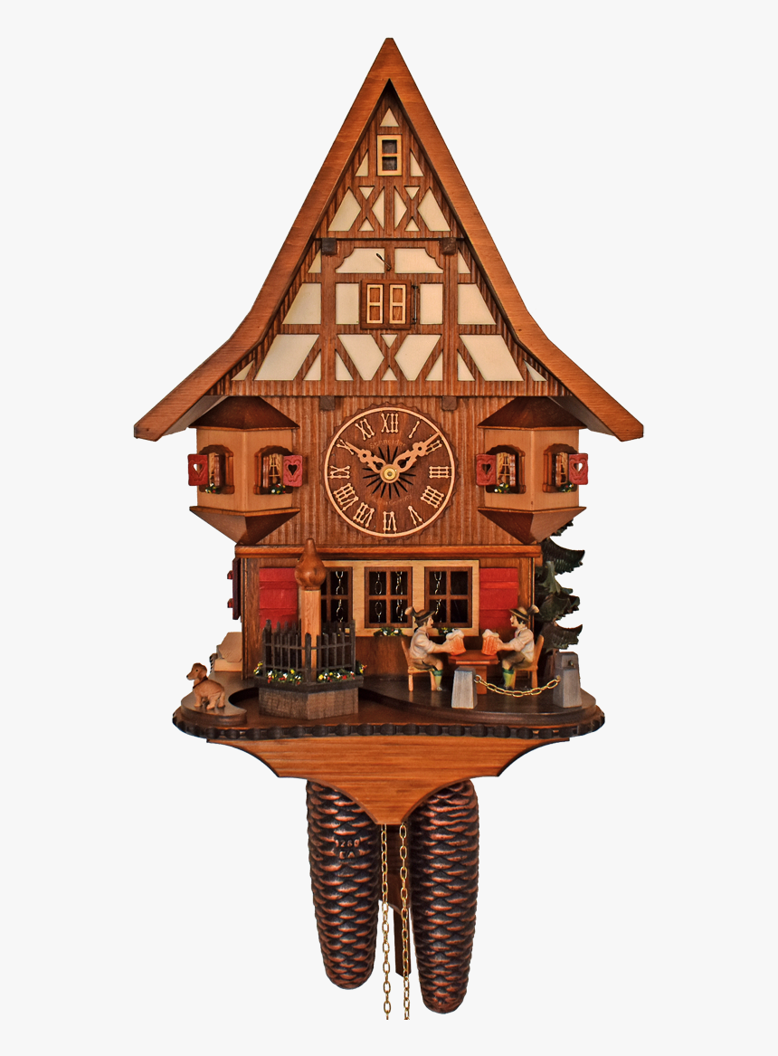 8 Day With Moving Beer Drinkers & Dachshund - Cuckoo Clock, HD Png Download