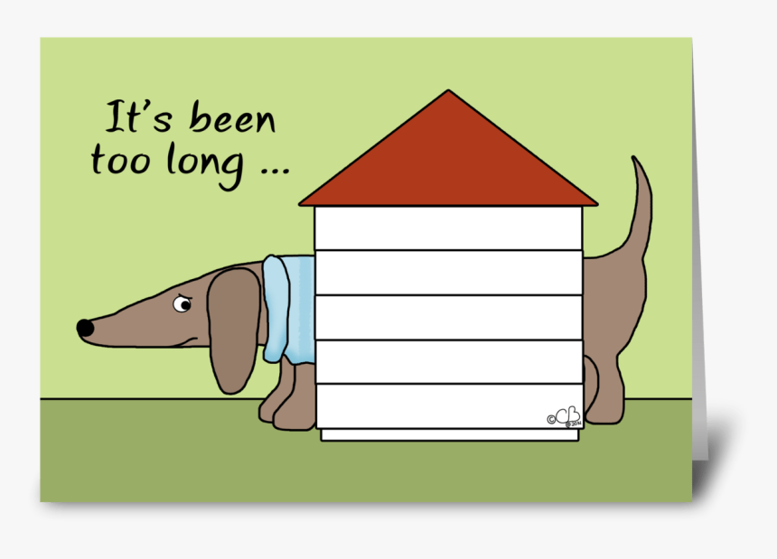 Missing You-dachshund In Dog House Greeting Card - Cartoon, HD Png Download