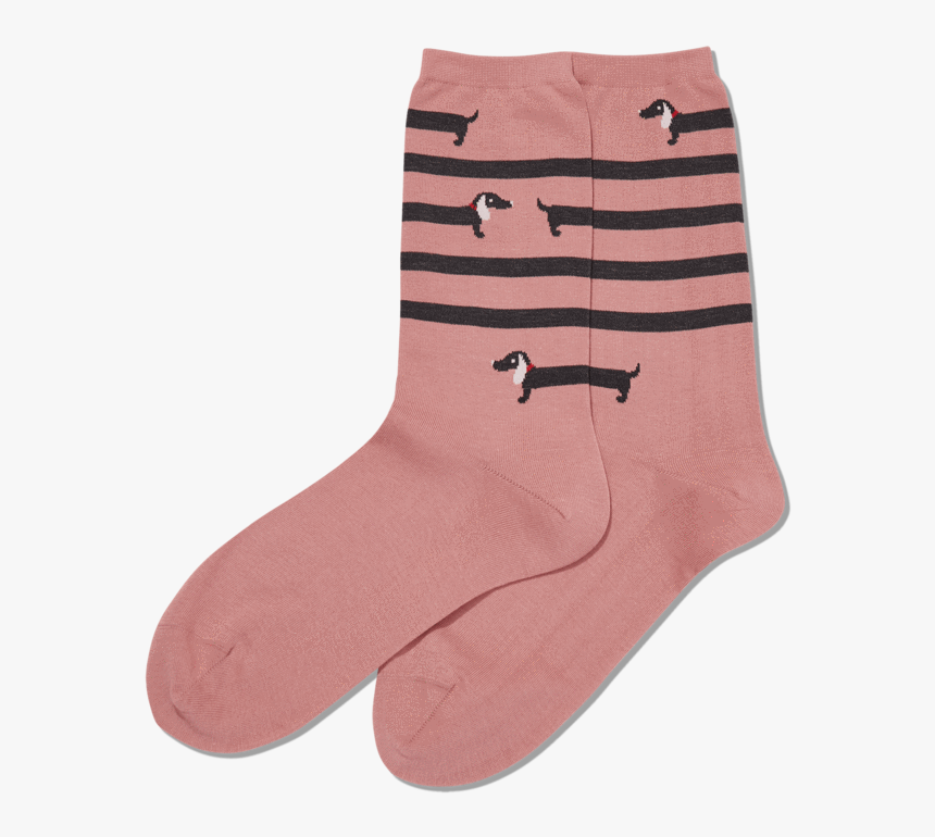 Women S Striped Dachshund Crew Socks 
 Class Slick - Dachshund Owner Socks, HD Png Download