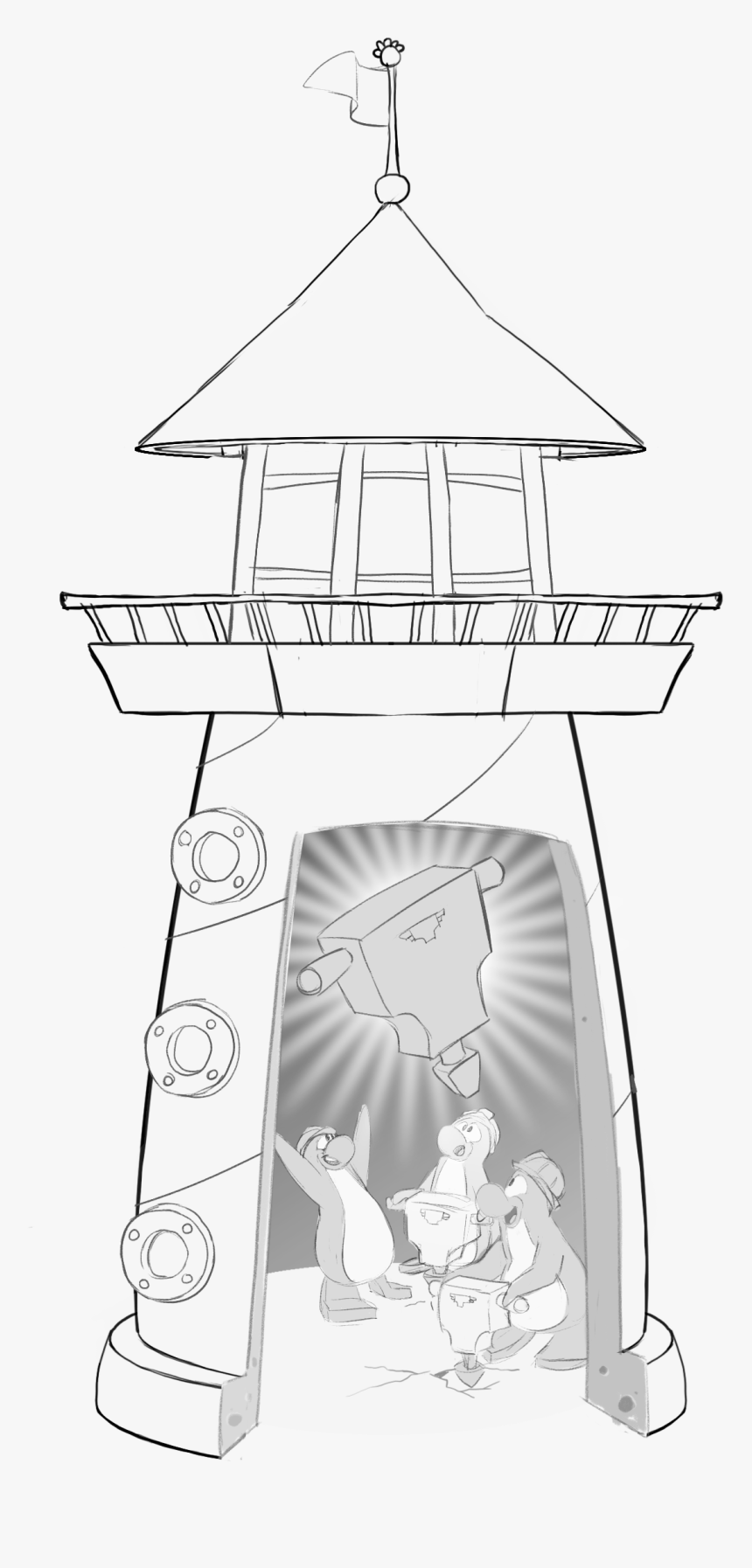 Transparent Lighthouse Clipart Black And White - Illustration, HD Png Download