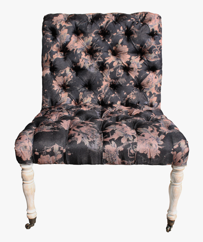 Hannah Chair, Armless Tufted Black Floral Chair, Black - Chair, HD Png Download