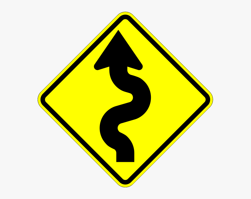 W1-5 S Curve Sign - Winding Road Sign Png, Transparent Png