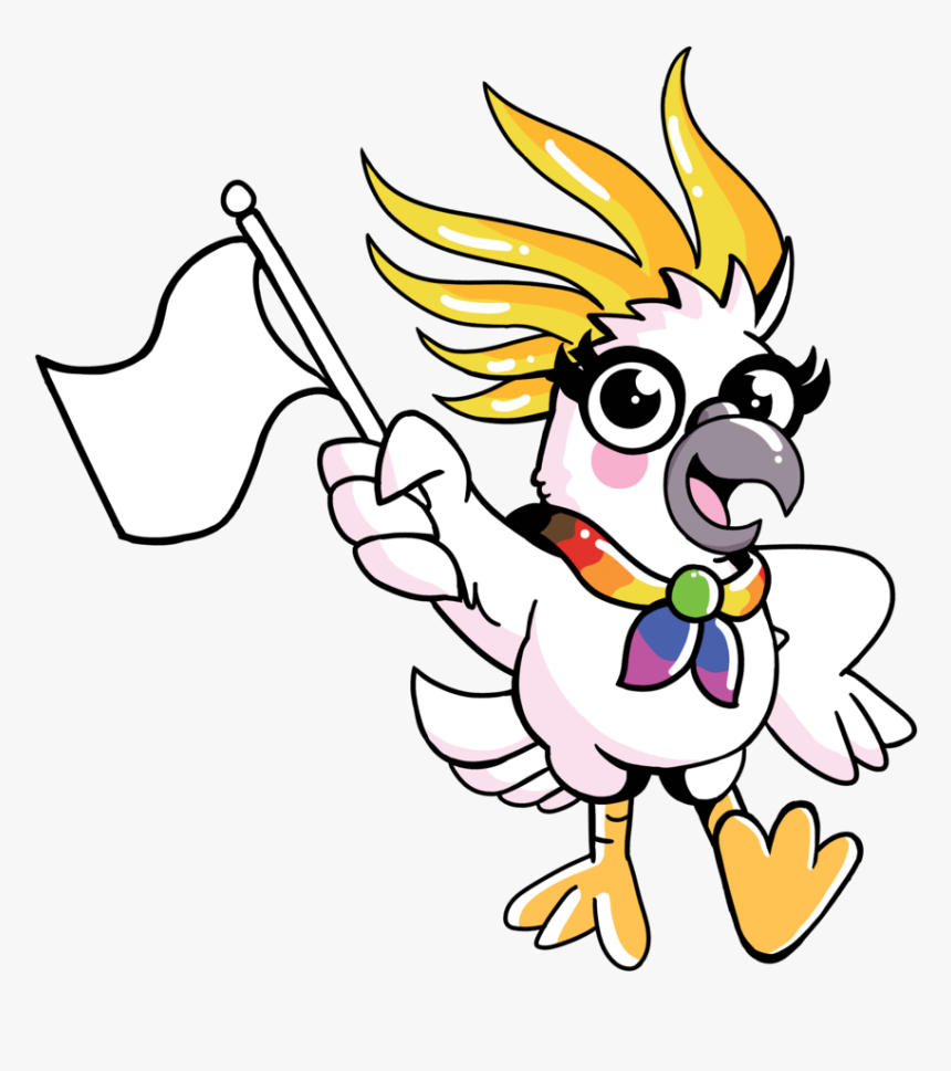 Cockatoo With Blank Flag No Sparkles - Cartoon, HD Png Download