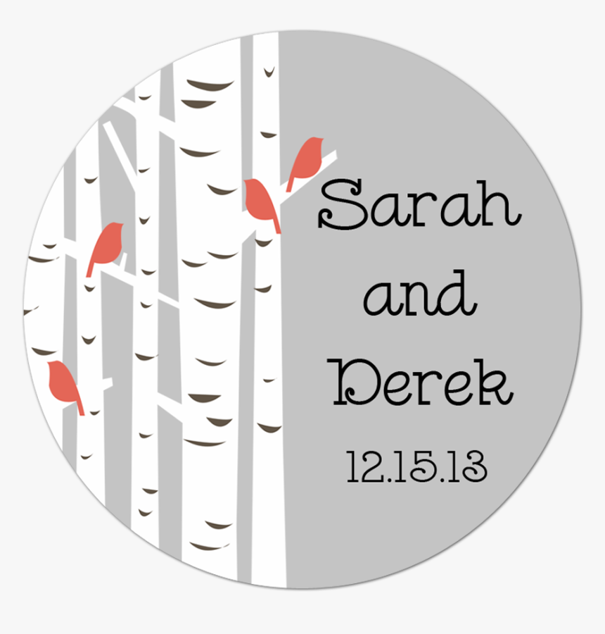Birch Tree With Birds Personalized Sticker - Circle, HD Png Download