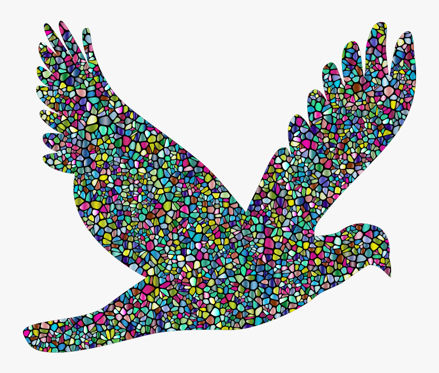 Polyprismatic Tiled Flying Dove Silhouette With Background - Flying Dove Silhouette Png, Transparent Png