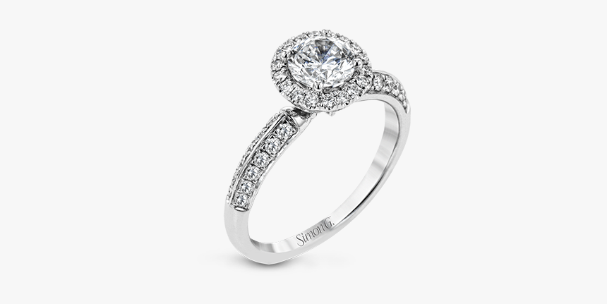 6 Prong Round Engagement Ring With Double Row Diamond, HD Png Download