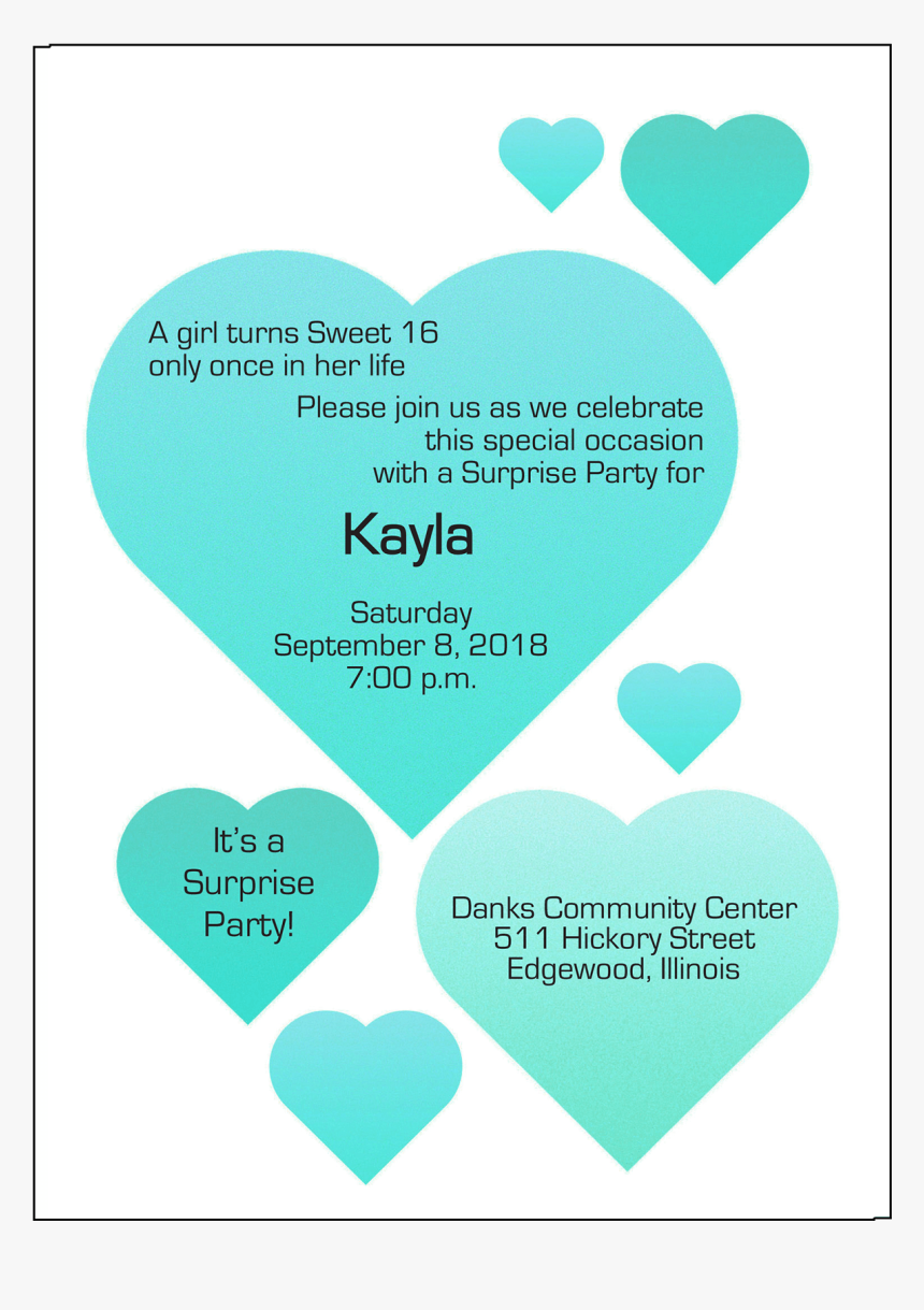 Sweet 16 Invitation - Heart, HD Png Download