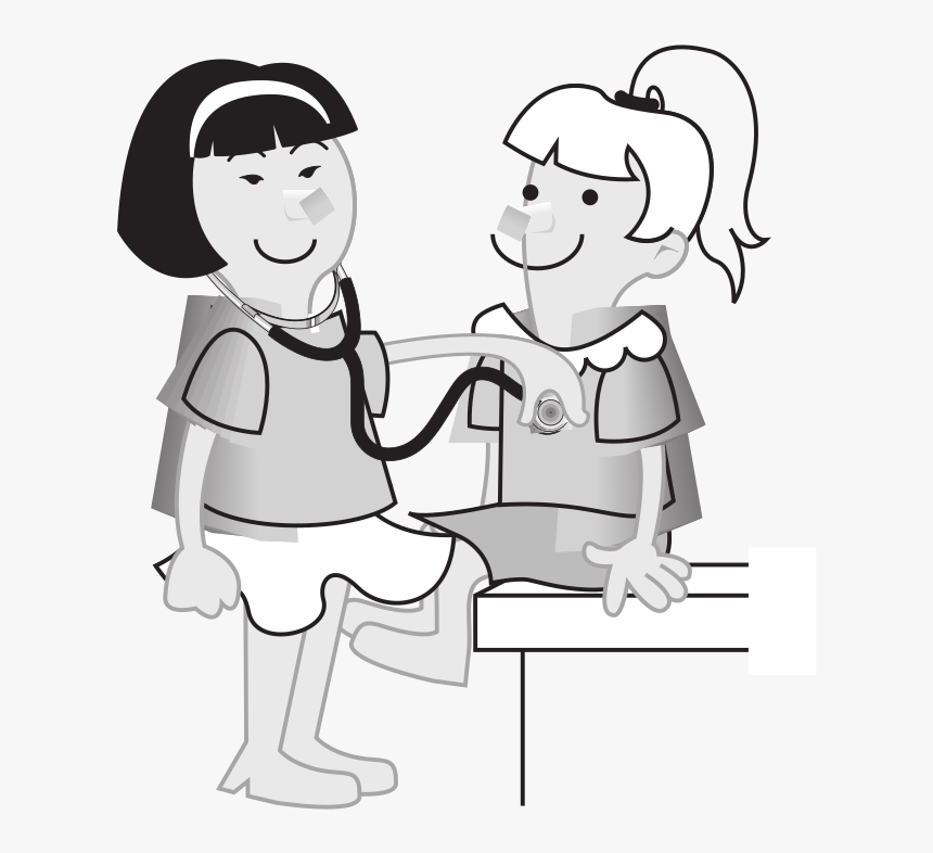 Girls Measuring Girls Heart Rate - Doctor And Patient Clipart, HD Png Download