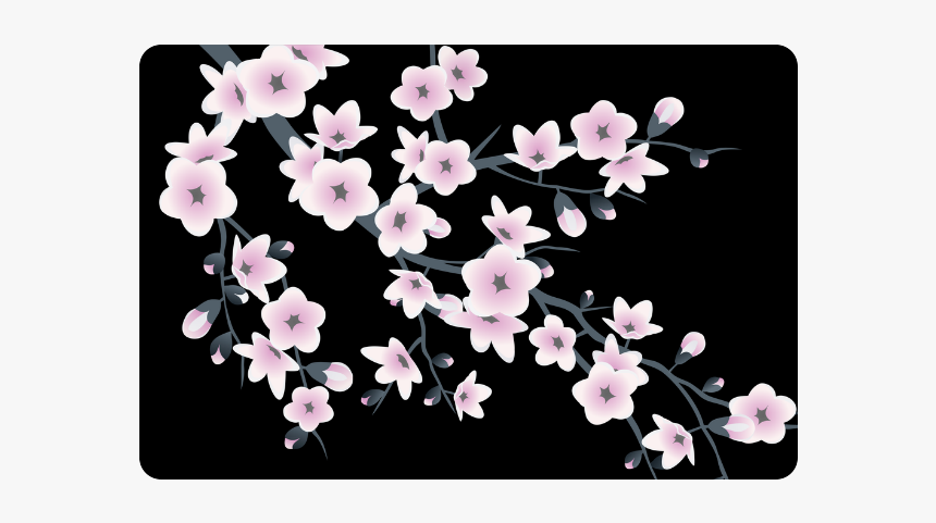 Cherry Blossoms Sakura Floral Pink Black Doormat - Floral Crop Top Png, Transparent Png