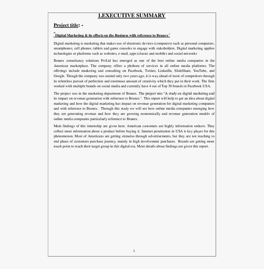 Executive Summary On Digital Marketing, HD Png Download