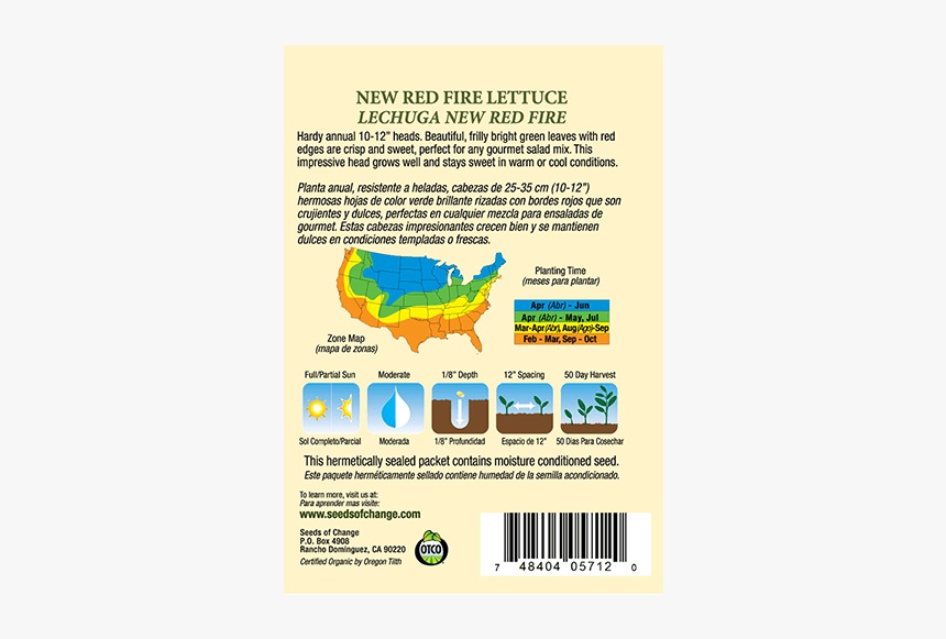 Lettuce Seed Packet Back, HD Png Download