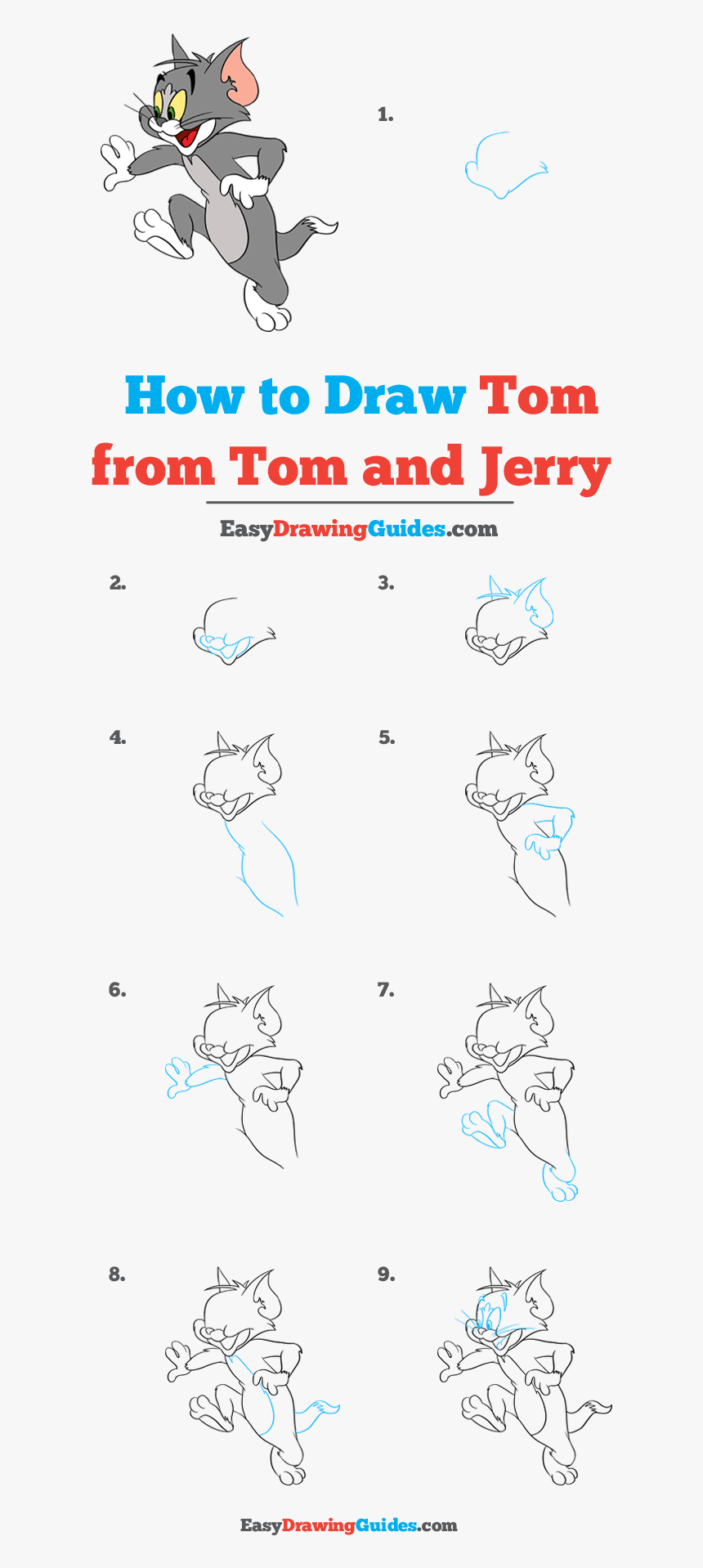 How To Draw Tom From Tom And Jerry - Draw Stewie Griffin Step By Step, HD Png Download