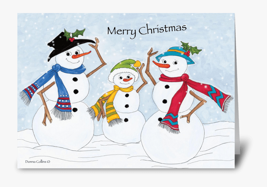 Merry Christmas Snow Family Greeting Card - Snowman, HD Png Download