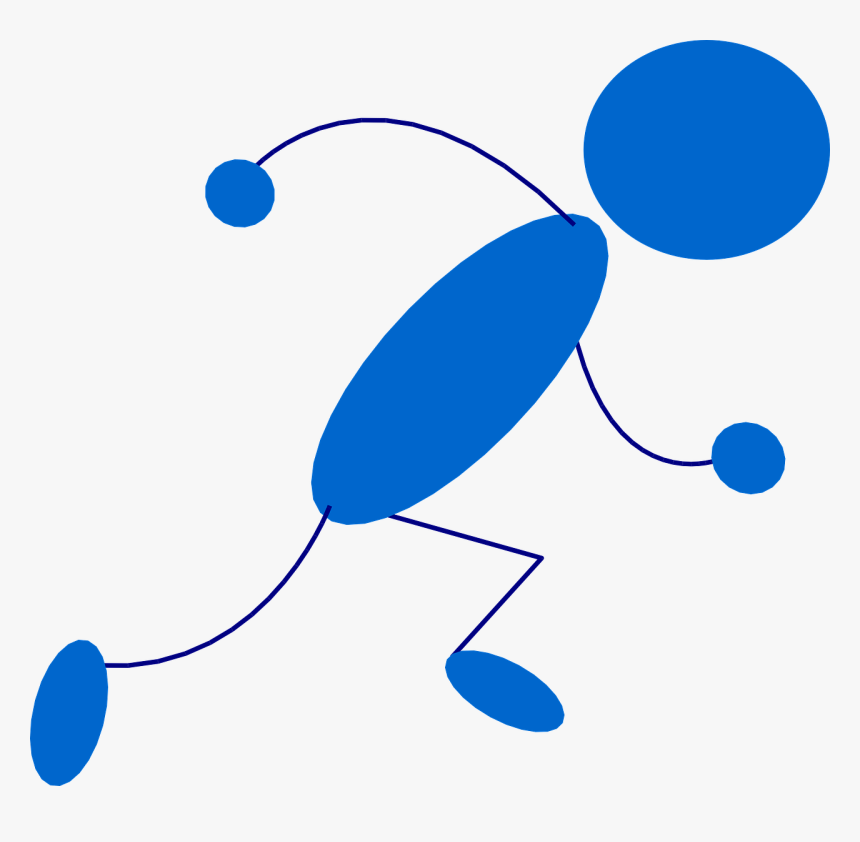 Blue Stick Man Running, HD Png Download