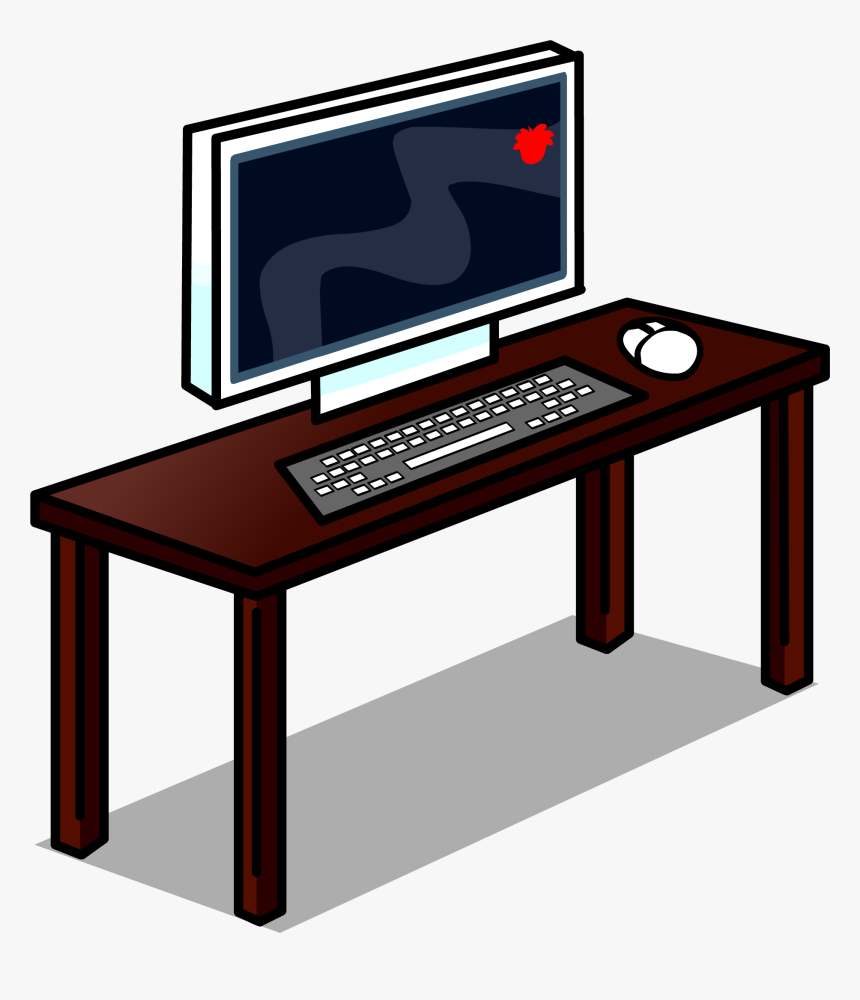 Club Penguin Rewritten Wiki - Computer Desk, HD Png Download