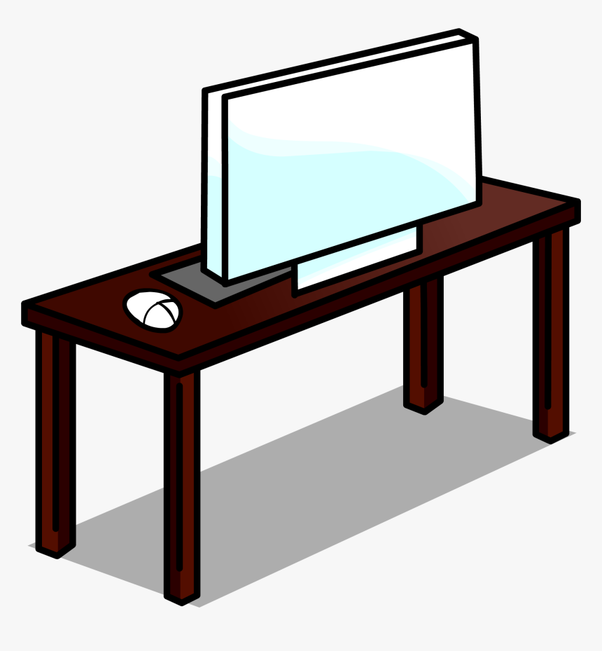 Club Penguin Rewritten Wiki - Computer Desk, HD Png Download