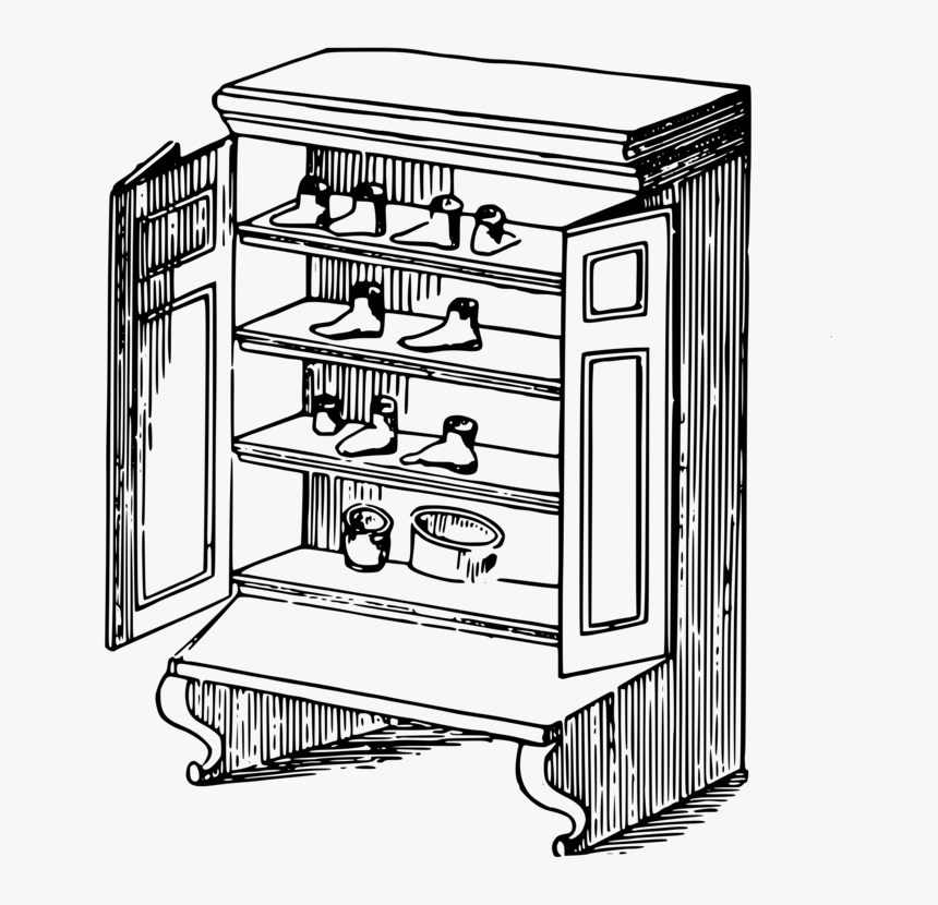 Line Art,angle,rectangle - Cupboard Black And White, HD Png Download