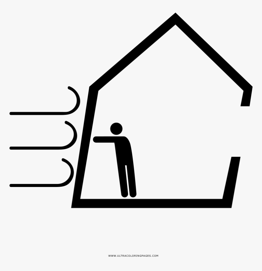 Wind Blowing House Coloring Page - Sign, HD Png Download