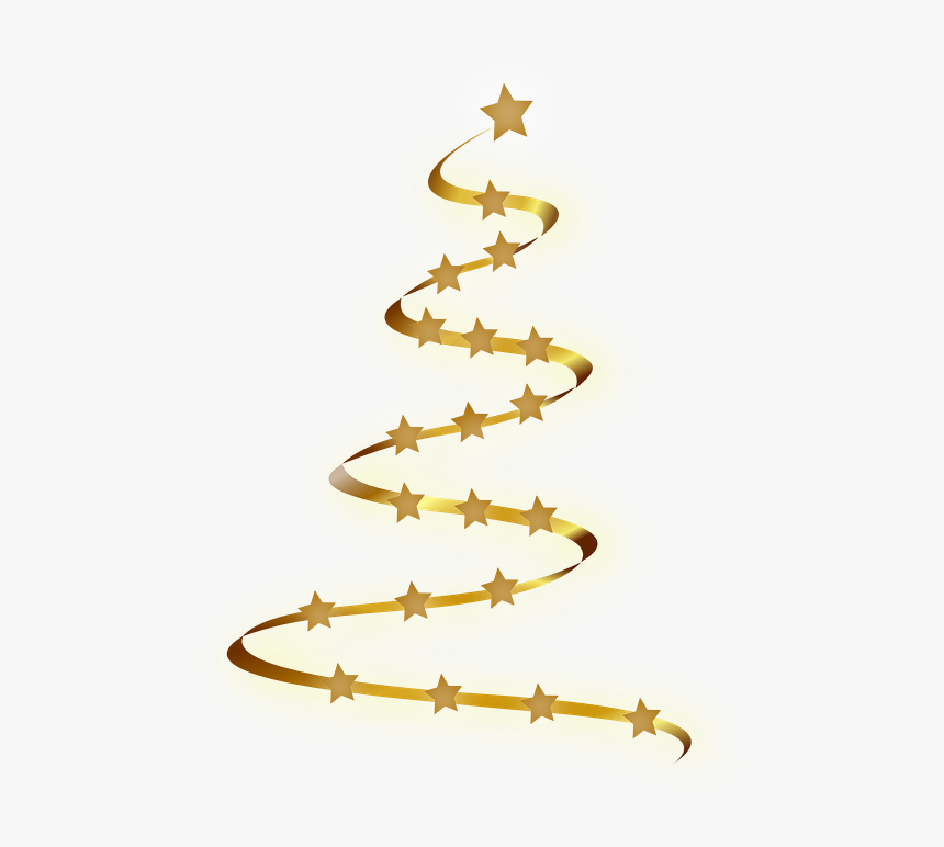 Transparent Gold Christmas Tree With Green Stars Png - Christmas Tree Gold Png, Png Download