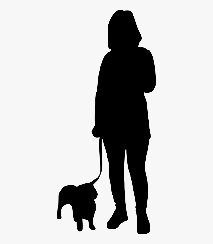 Person Walking Dog Silhouette, HD Png Download