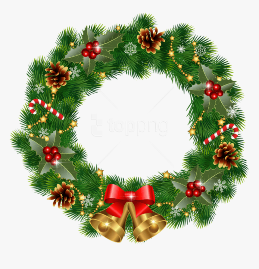 Free Png Christmas Wreath With Bells Png Images Transparent, Png Download