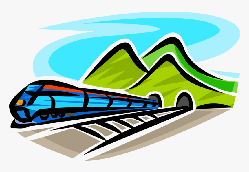 Vector Illustration Of Railroad Rail Transport Speeding, HD Png ...