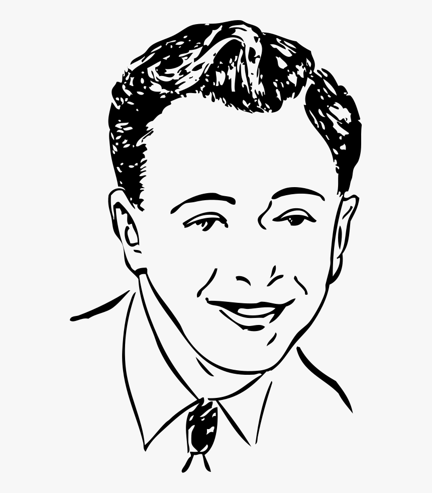 Medium Haircut With Side Part Svg Clip Arts - Gents Face Line Art, HD Png Download