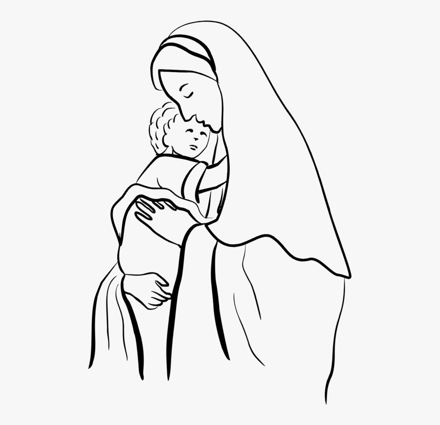 Emotion,art,monochrome Photography - Mother Mary Image Drawing, HD Png Download