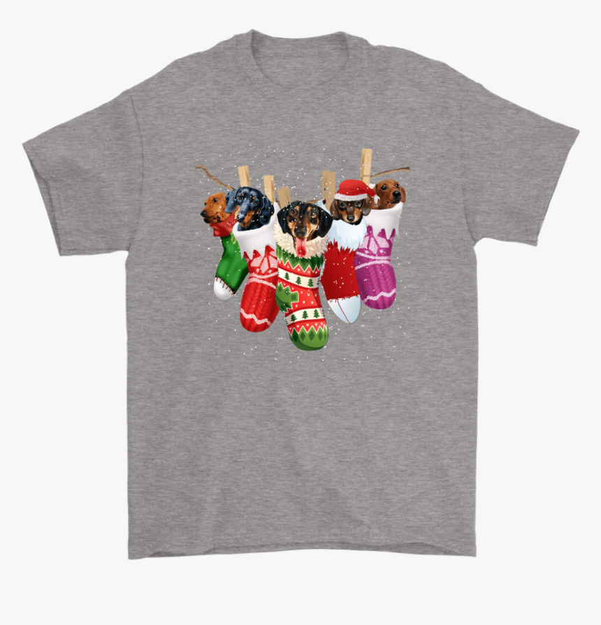 Dachshunds In Christmas Stockings Happy Holiday Shirts - T-shirt, HD Png Download