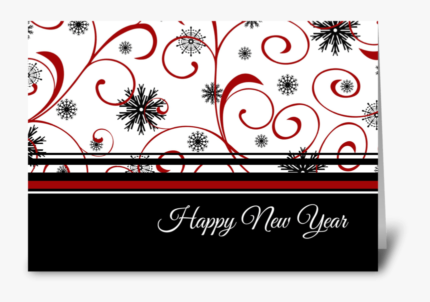 Happy New Year Red Black And White Greeting Card - Black And Red Happy New Years, HD Png Download