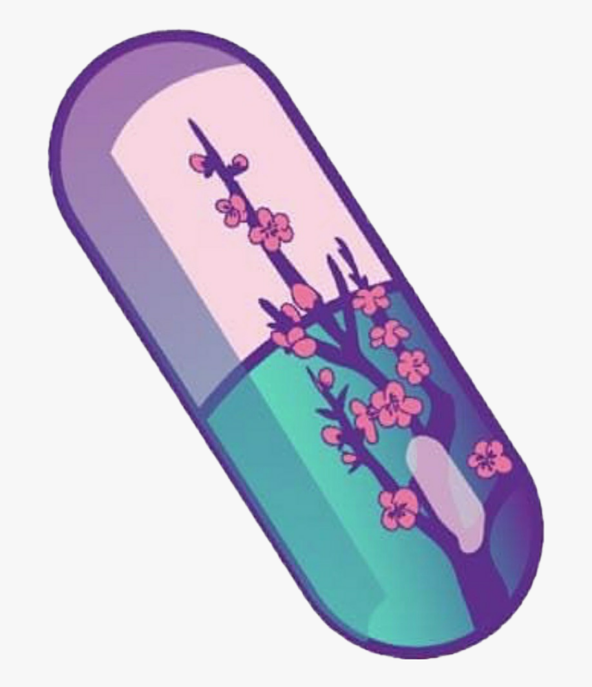 #aesthetic #vaporwave #sakura #pill #medication #pink - Vaporwave Pill, HD Png Download
