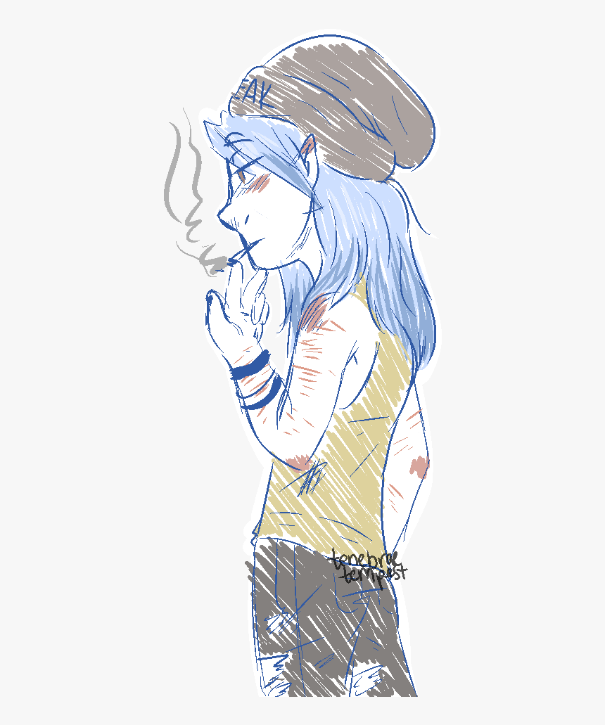 Sketchy Drawing Smoking Cigarette - Sketch, HD Png Download