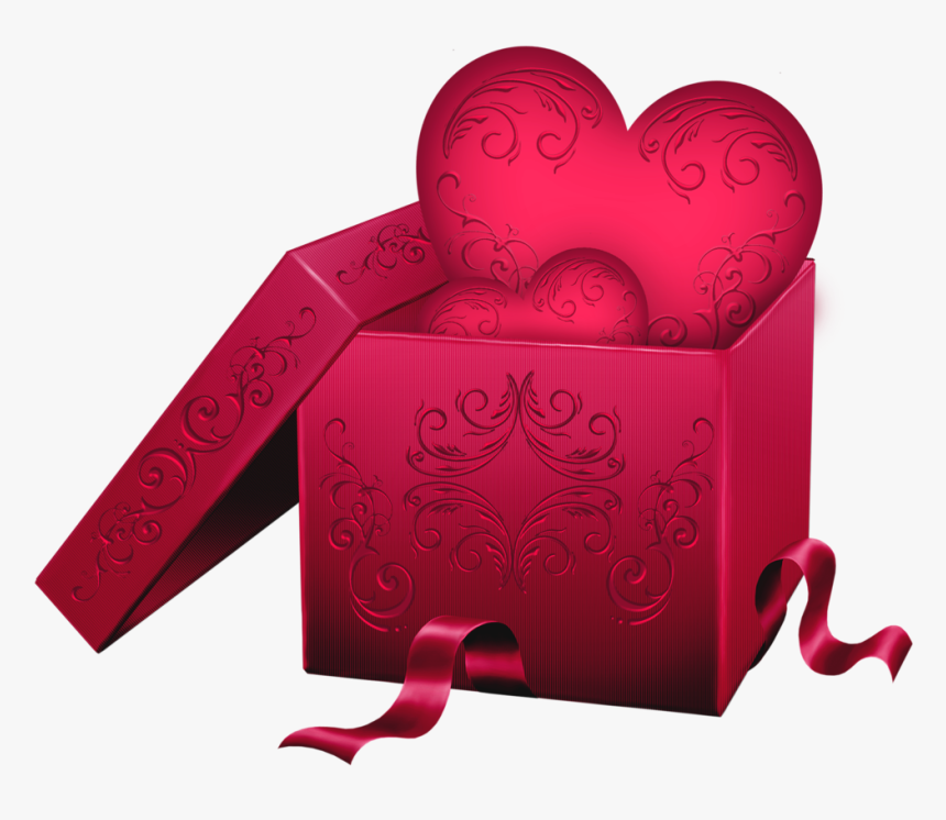 Transparent Gift Box With Heart Png Clipart - Valentine Gift Box Png Transparent, Png Download