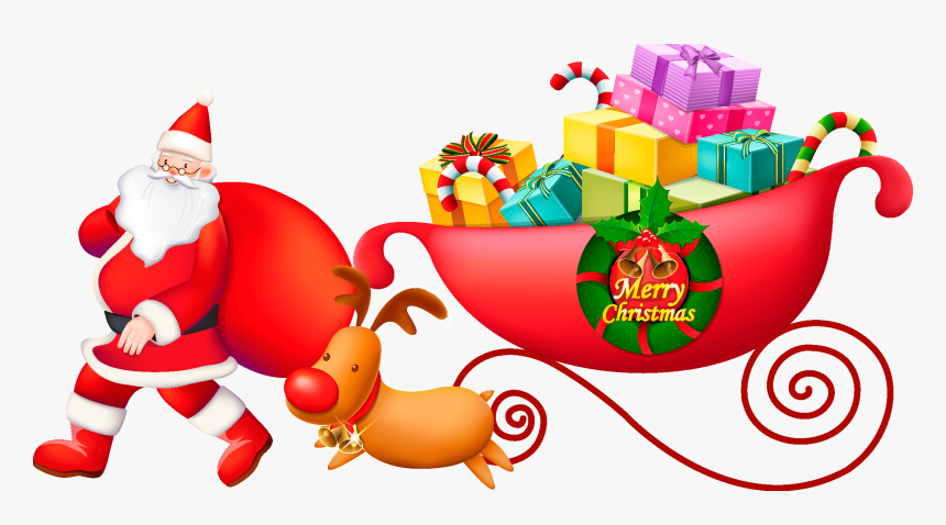 Comic Santa On Sleigh Png, Transparent Png
