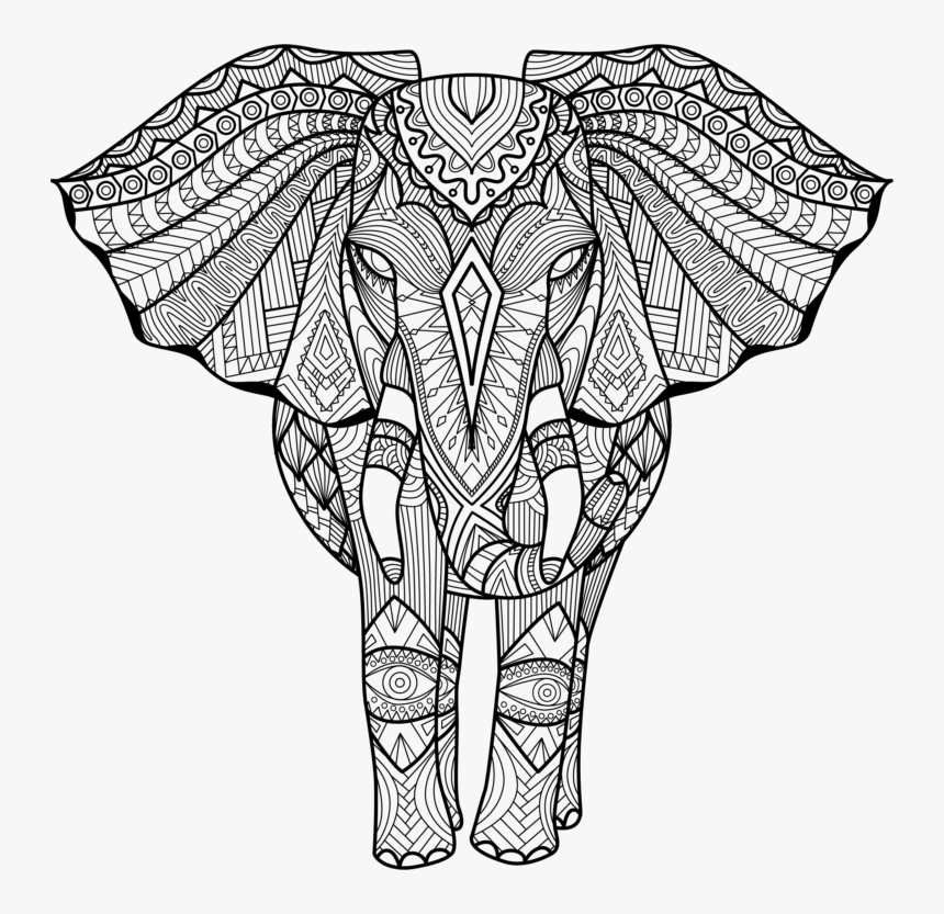 Mandala De Elefante Pdf Elephant Zentangle Art Hd Png Download