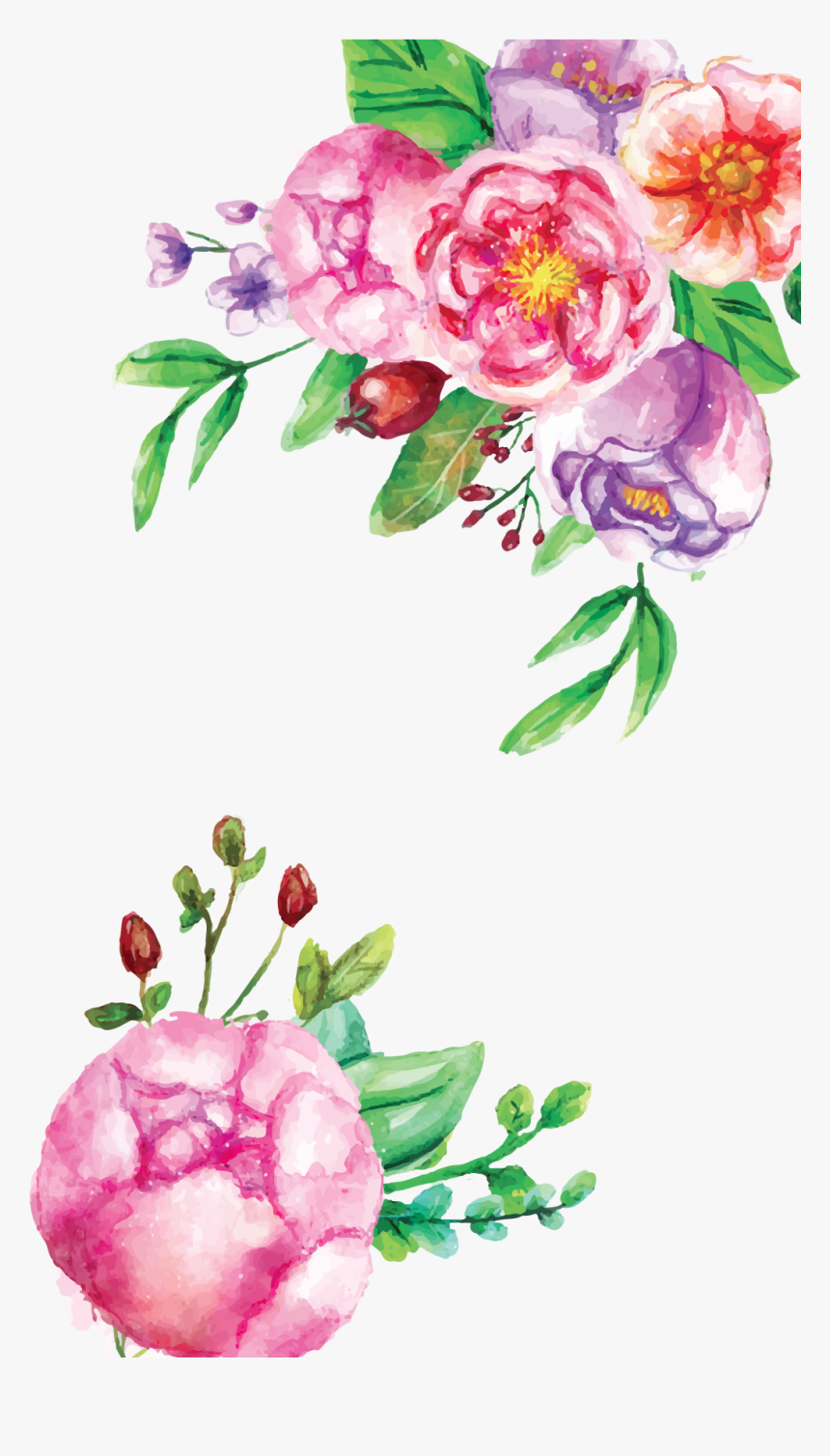 Free Icons Png Pink Floral Watercolor Transparent - Pink Floral Watercolor Transparent, Png Download