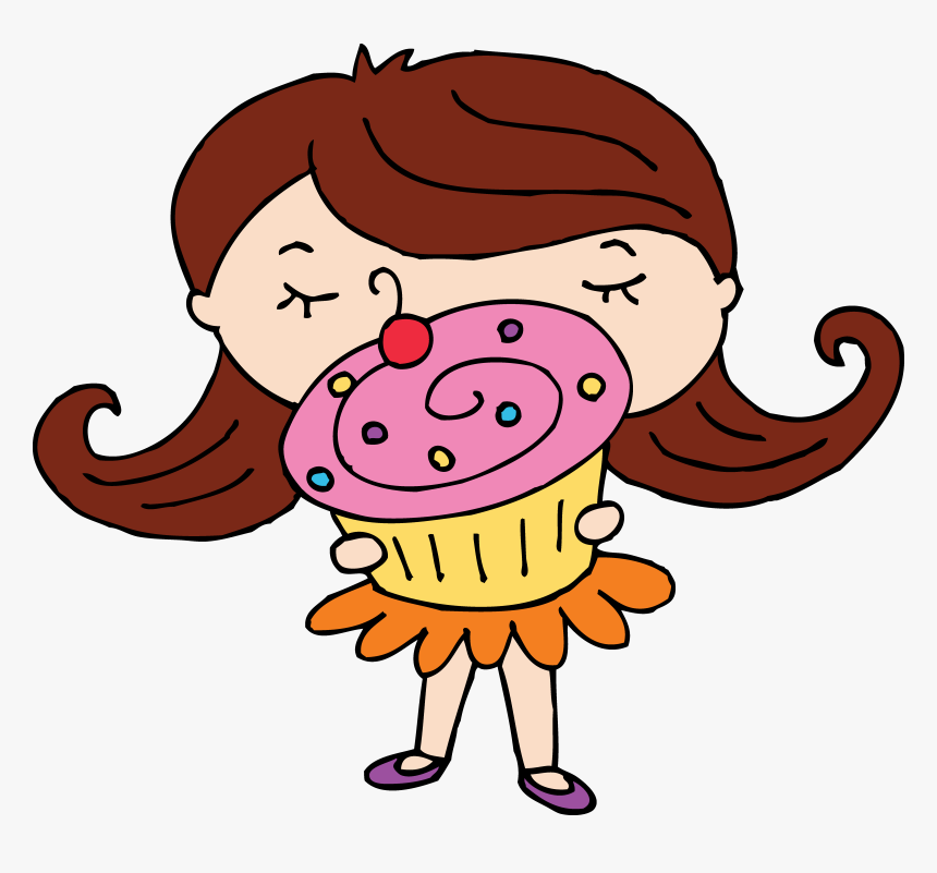 Bakery Clipart Cute - Girl With Cupcake Clipart, HD Png Download