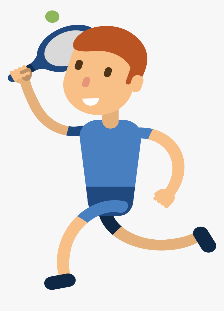Tennis Clipart Blue - Tennis Player Cartoon Png, Transparent Png