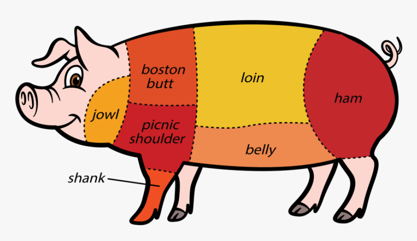 Clip Art Prime Cut Butcher - Pork Diff Kinds Of Meat Cuts, HD Png Download