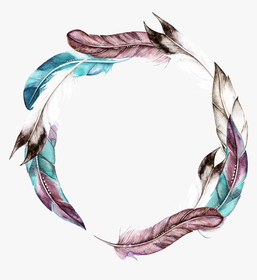 Colorful Hand Drawn Feathers Cartoon Watercolor Beautiful - Watercolor Painting, HD Png Download