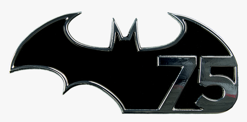 Batman 75th Anniversary Logo Black And Chrome Premium - Emblem, HD Png Download