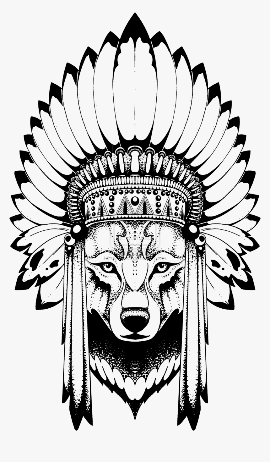 Wolf Tattoos Clipart Transparent Background - Тату Волк С Перьями, HD Png Download