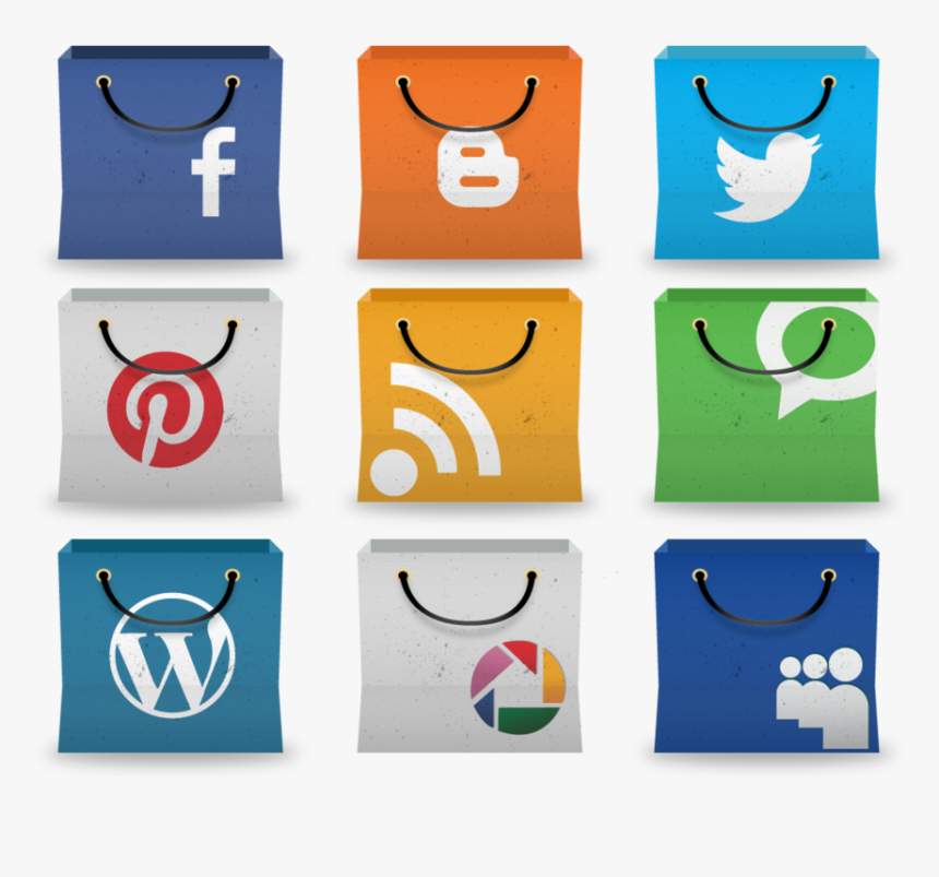 Social Media Icons In Shopping Bag By Kudah-d6qj8e1 - Social Media Online Shop, HD Png Download
