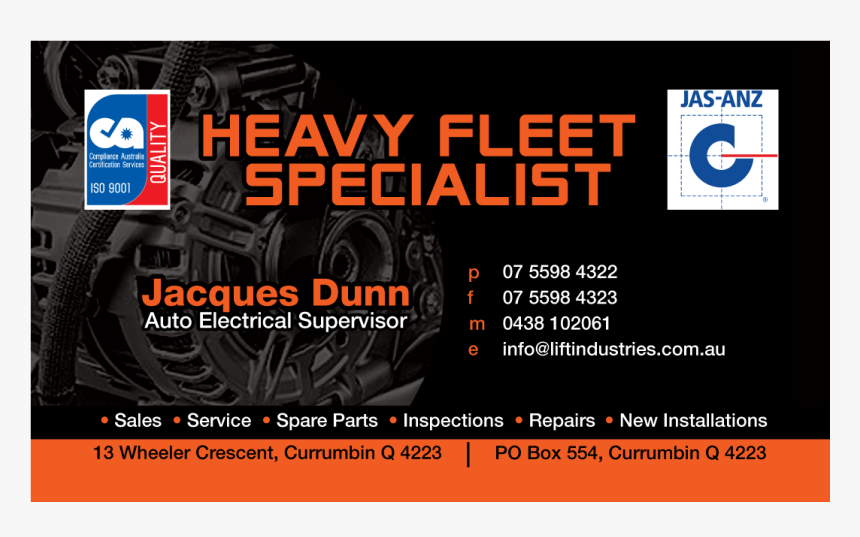 Business Card Design By Jlg Studios For Lift Industries - Jas Anz, HD Png Download