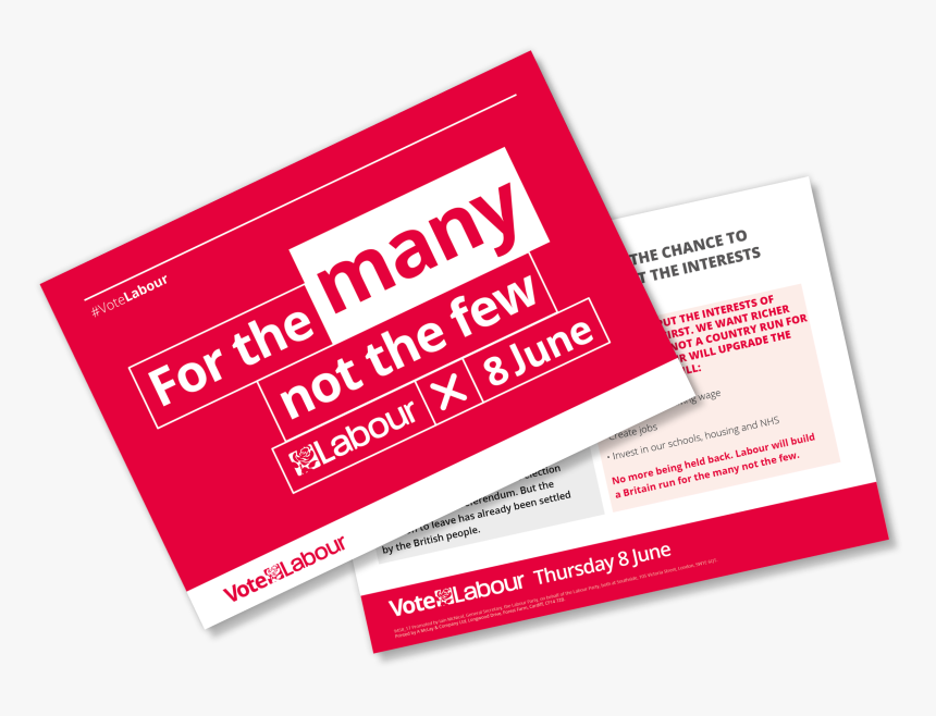 Vote Labour Leaflet 2017, HD Png Download