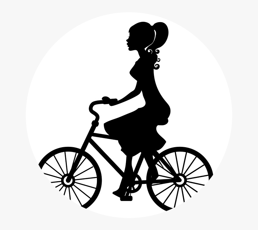 Girl On Bike Silhouette Png, Transparent Png