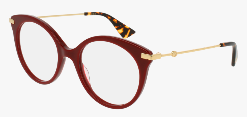 Gg0109o-006 Burgundy Gold Eyeglasses / Demo Lenses - Red Gucci Glasses, HD Png Download
