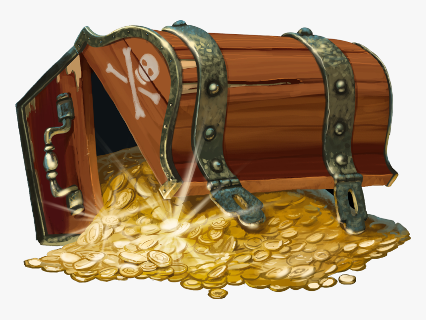Treasure Chest Spilling Gold, HD Png Download