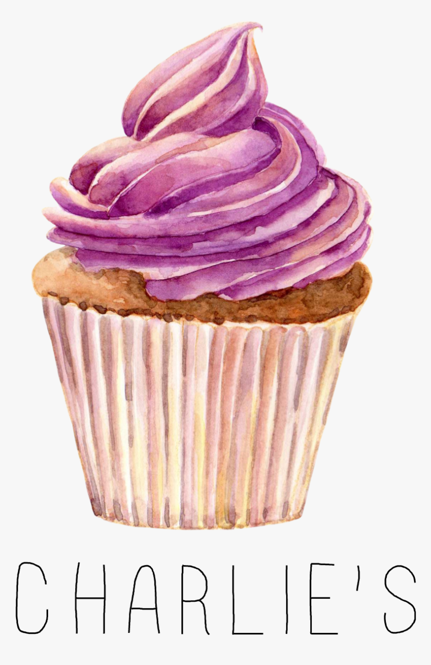 Graphic Library Transparent Watercolours Cupcake - Pink Purple Cupcake Watercolor, HD Png Download