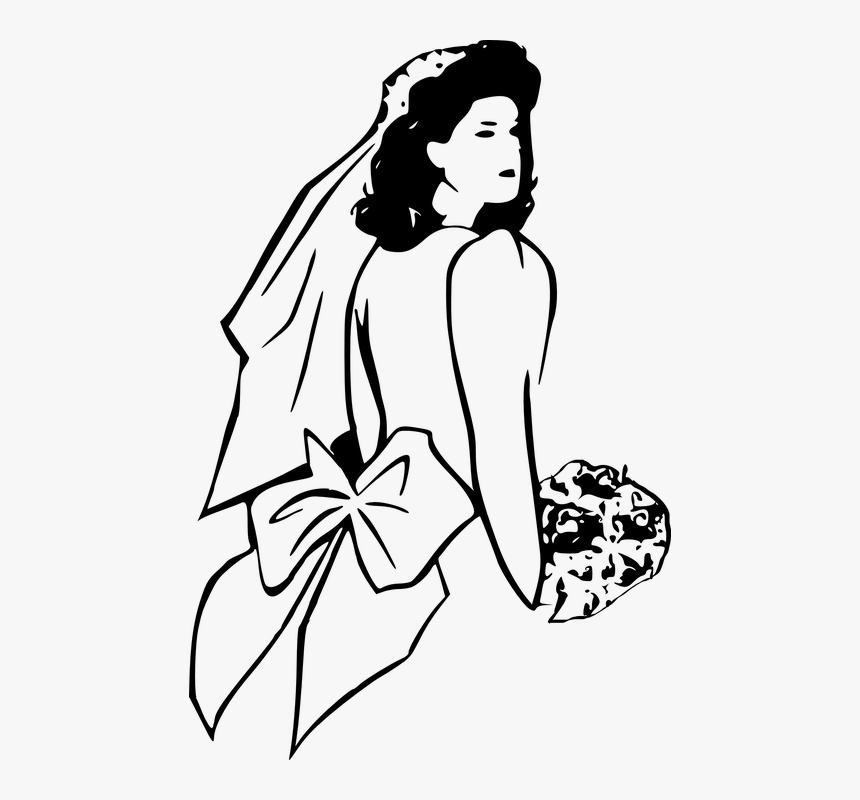 Bridal Clipart 5, Buy Clip Art - Bride Line Art, HD Png Download